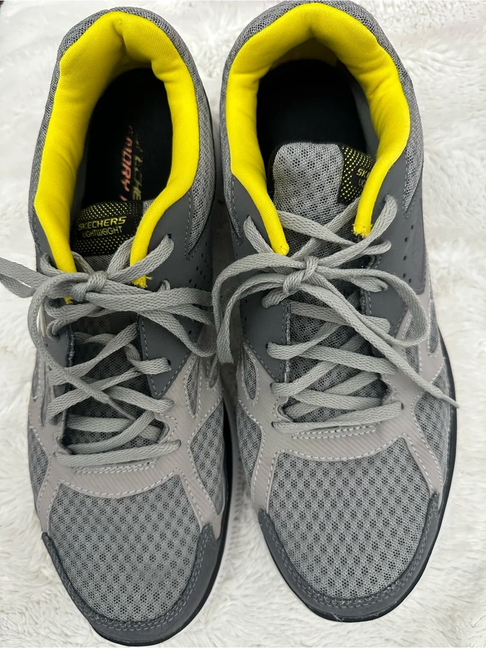 Skechers Men's Gray Athletic Sneakers with Yellow Interior